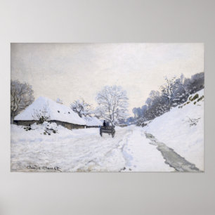 Póster Claude Monet - Carro en el camino nevado en Honfle