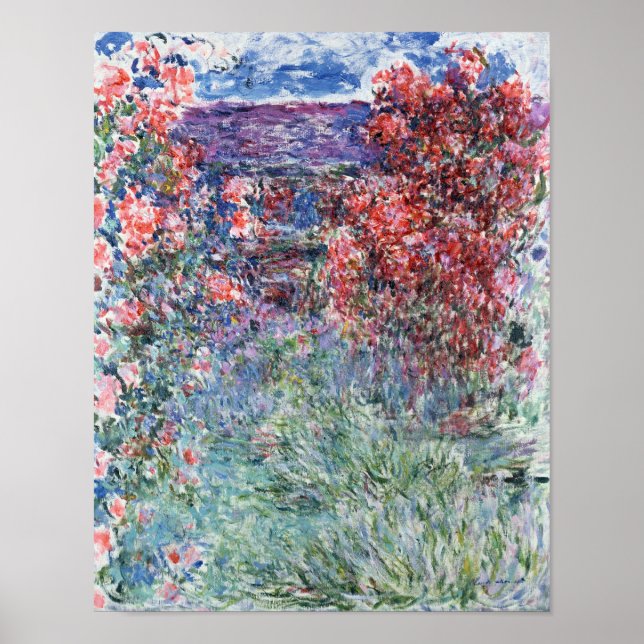 Póster Claude Monet | Casa en Giverny bajo los Rosas (Frente)