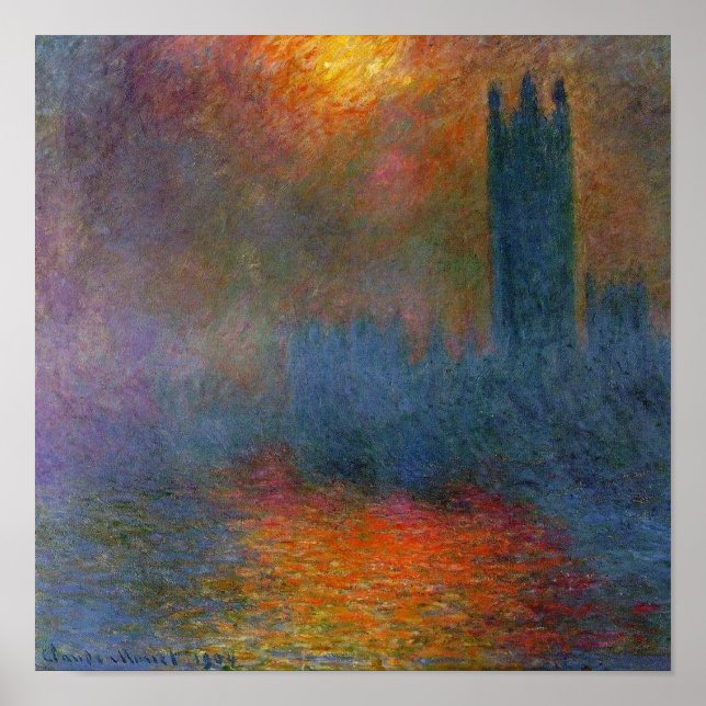 Póster Claude Monet - Casas del Parlamento (Frente)