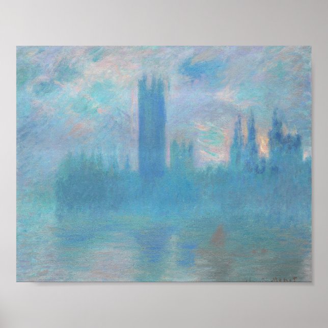Póster Claude Monet. Casas del Parlamento de Londres. Azu (Frente)