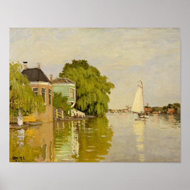 Póster Claude Monet - Casas en el Achterzaan (Frente)