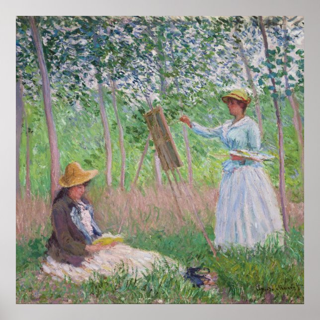 Póster Claude Monet Classic en la pintura y lectura al ai (Frente)