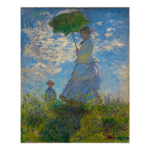 Póster Claude Monet con una sombrilla
