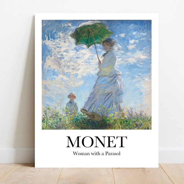 Póster Claude Monet con una sombrilla (
Monet Impressionist masterpiece "Woman with Parasol" poster. Vibrant garden scene, mother & child)