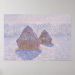 Póster Claude Monet   Efecto Haystacks de Nieve y Sol