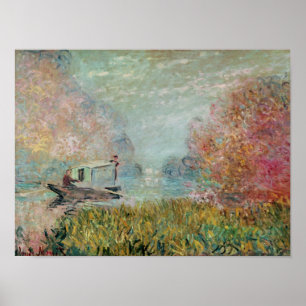 Póster Claude Monet el el estudio del barco en el Sena,