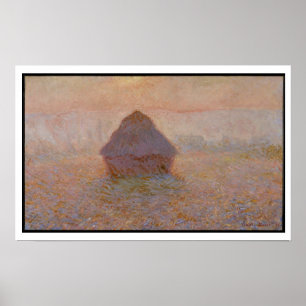 Póster Claude Monet el   Grainstack, Sun en la niebla