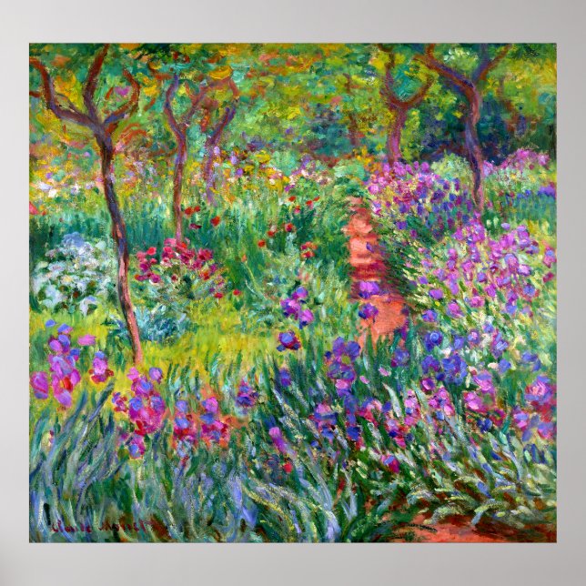 Póster Claude Monet: El jardín de Iris en Giverny (Frente)