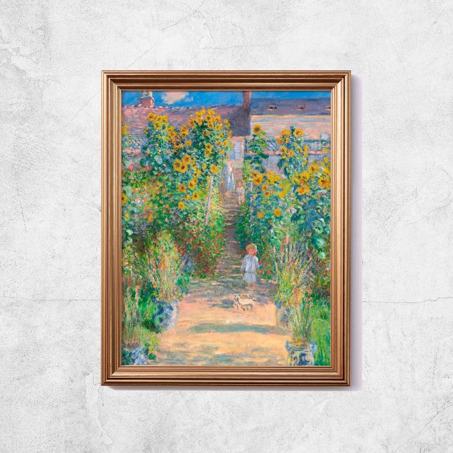 Póster Claude Monet El Jardín De Los Artistas Sunflowers  (Claude Monet The Artists Garden Sunflowers Old Art Poster
)