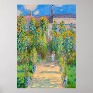 Póster Claude Monet - El jardín de Monet en Vétheuil