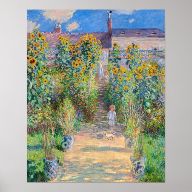 Póster Claude Monet - El jardín del artista en Vetheuil (Frente)