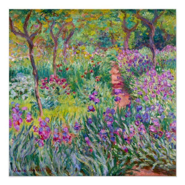 Póster Claude Monet - El jardín del Iris en Giverny (Anverso)