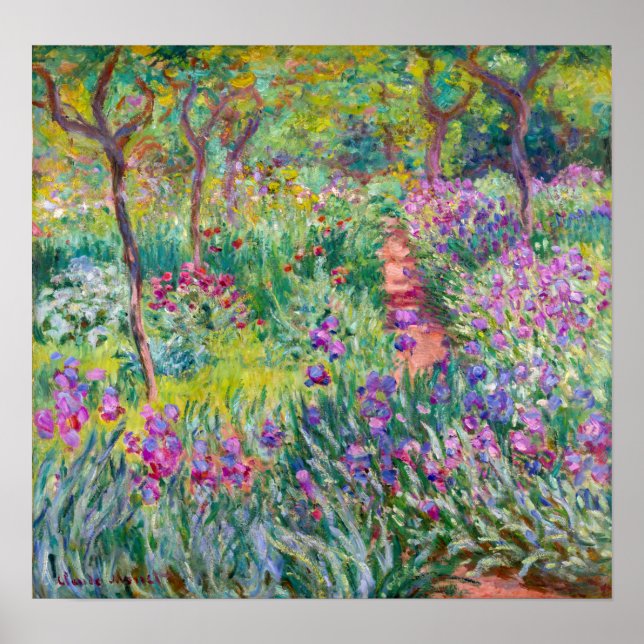 Póster Claude Monet - El jardín del Iris en Giverny (Frente)