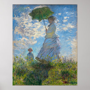 Póster Claude Monet - El paseo, mujer con sombrilla