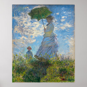 Póster Claude Monet - El paseo, mujer con sombrilla