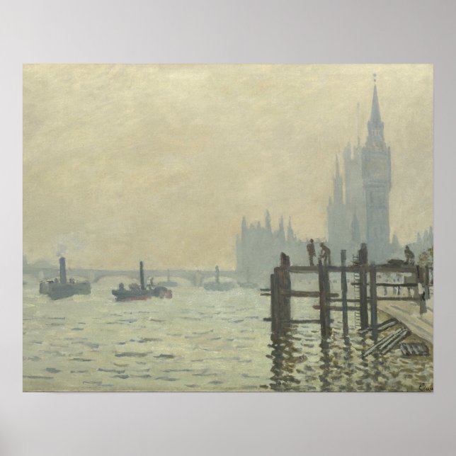 Póster Claude Monet - El Támesis en Westminster (Frente)