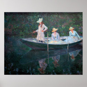 Póster Claude Monet - En el barco Norvegienne en Giverny