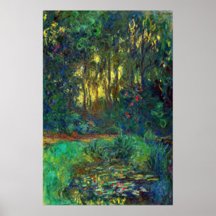 Póster Claude Monet - Esquina de un estanque con naves ac