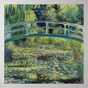 Póster Claude Monet - Estanque de nenúfares y puente japo