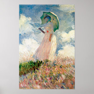 Póster Claude Monet - Estudiante de mujer con parasol
