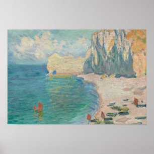 Póster Claude Monet - Etretat - La playa y Falaise
