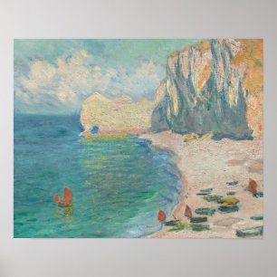 Póster Claude Monet - Etretat - La playa y Falaise