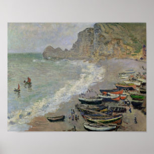 Póster Claude Monet Etretat, playa y Porte d'Amont
