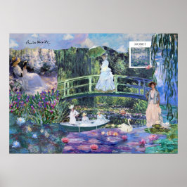 Póster Claude Monet Floral Landscape Collage
