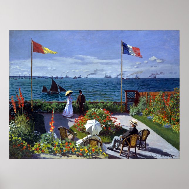 Póster Claude Monet Garden en Sainte-Adresse (Frente)