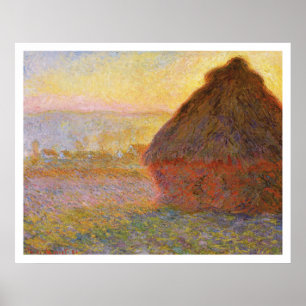 Póster Claude Monet - Haystacks (al atardecer)