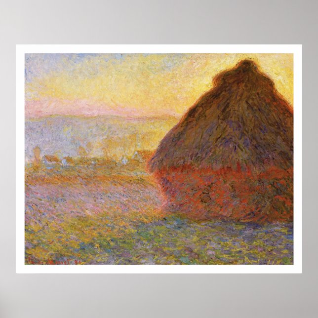 Póster Claude Monet - Haystacks (al atardecer) (Frente)