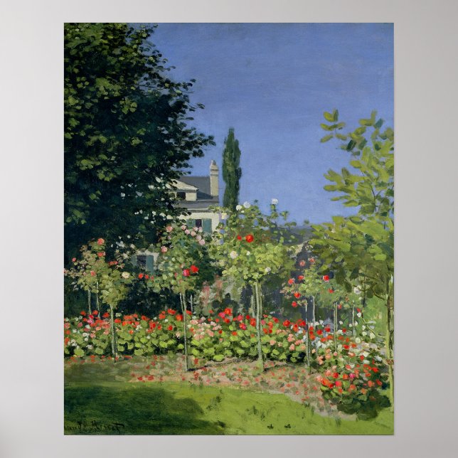 Póster Claude Monet | Jardín de flores en Sainte-Adresse (Frente)