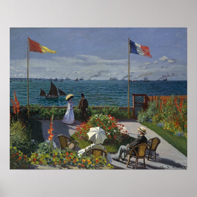 Póster Claude Monet - Jardín en Sainte-Adresse (Frente)