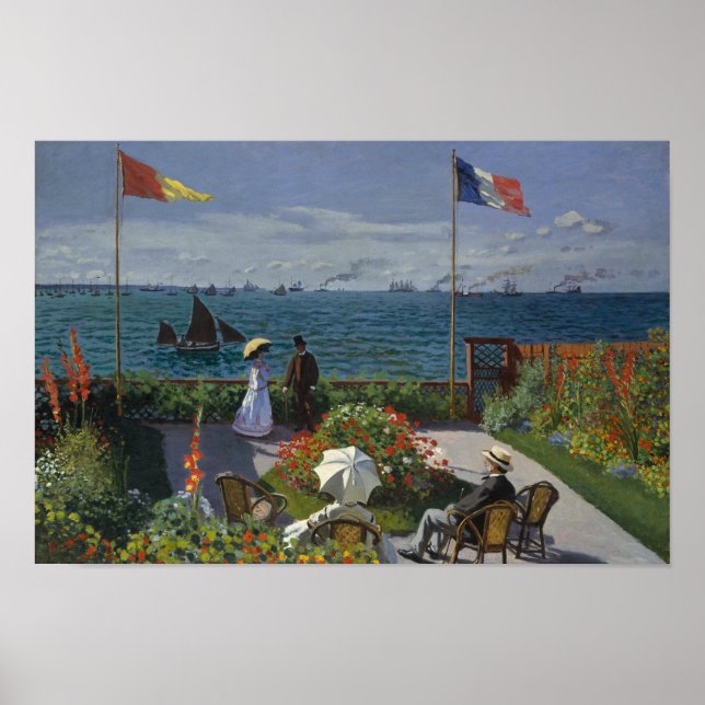 Póster Claude Monet - Jardín en Sainte-Adresse (Frente)