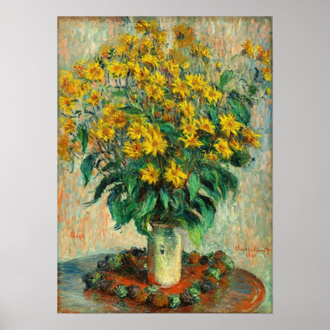 Póster Claude Monet - Jerusalem Artichoke Flowers (Frente)