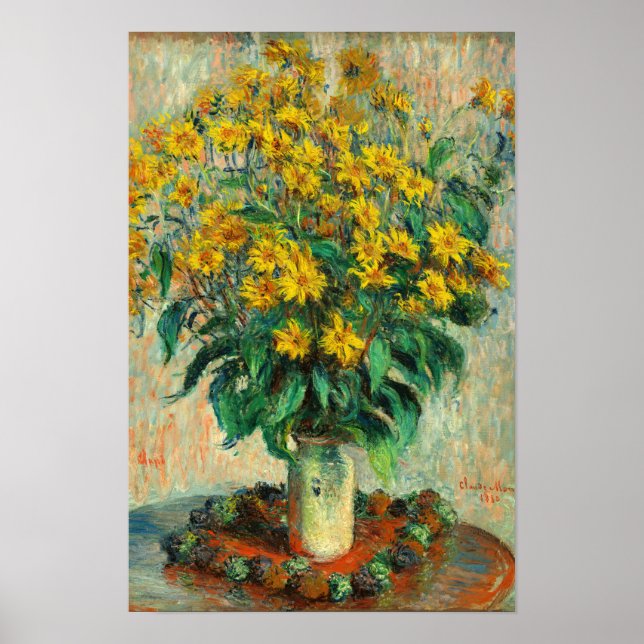Póster Claude Monet - Jerusalem Artichoke Flowers (Frente)
