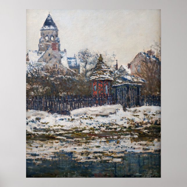 Póster Claude Monet - La Iglesia en Vetheuil (Frente)