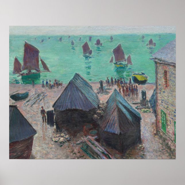 Póster Claude Monet - La partida de los barcos, Etretat (Frente)