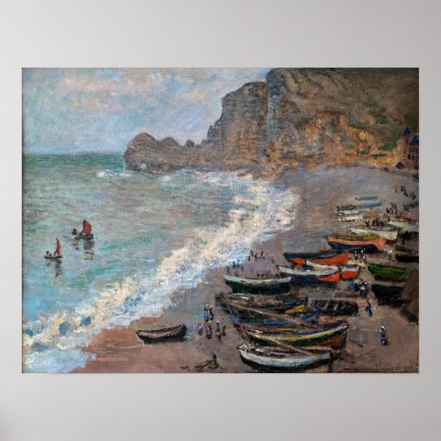Póster Claude Monet - La playa de Etretat (Frente)