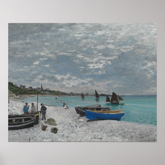 Póster Claude Monet - La playa de Sainte-Adresse (Frente)