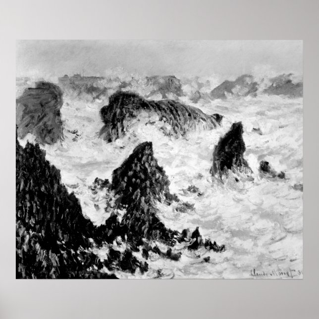 Póster Claude Monet | Las Rocas de Belle-Ile, 1886 (Frente)
