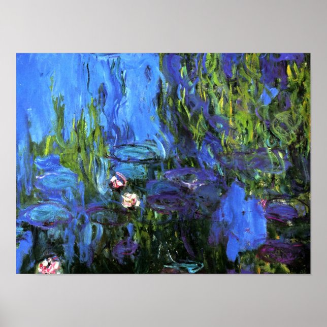 Póster Claude Monet: Lilies de agua, índigo azul (Frente)
