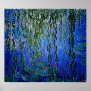Póster Claude Monet - Lilis de agua con sauce lloroso