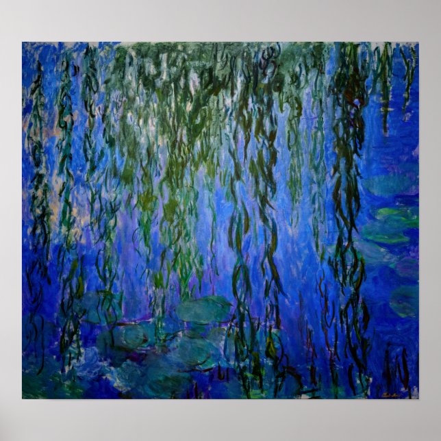 Póster Claude Monet - Lilis de agua con sauce lloroso (Frente)