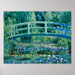 Póster Claude Monet - Lilis De Agua Y Puente Japonés