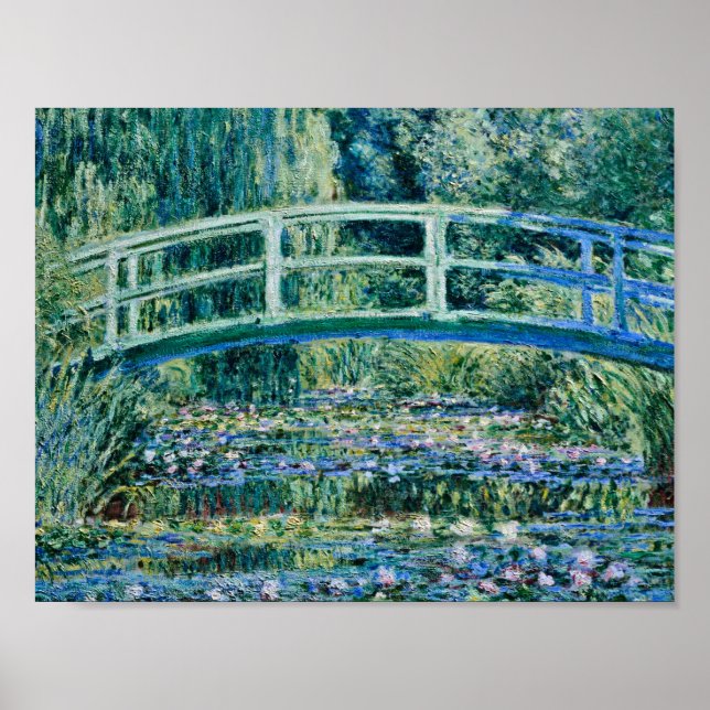 Póster Claude Monet - Lilis De Agua Y Puente Japonés (Frente)