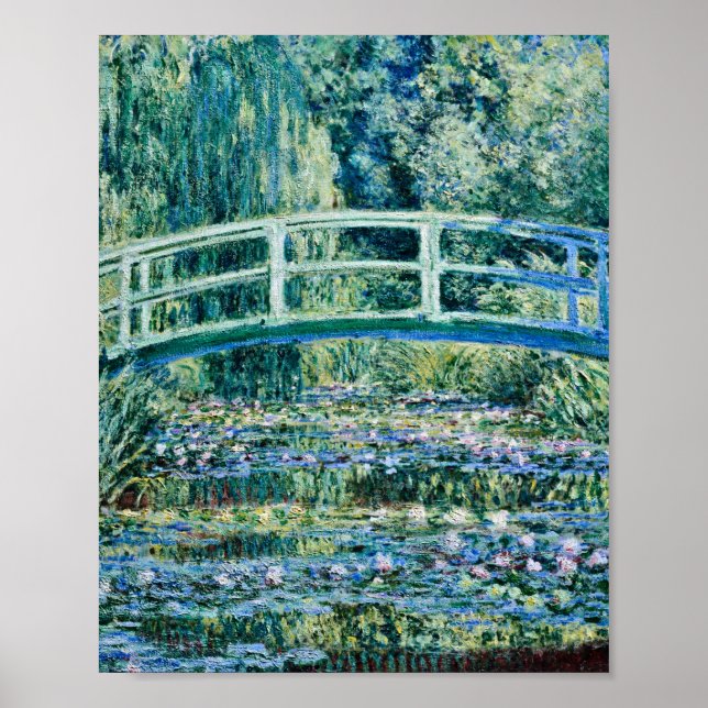 Póster Claude Monet - Lilis De Agua Y Puente Japonés (Frente)