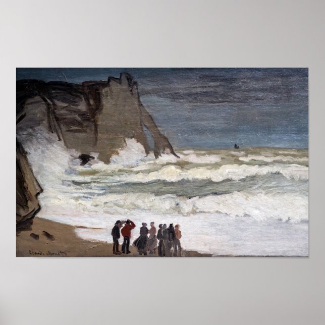 Póster Claude Monet - Mar agitado en Etretat (Frente)