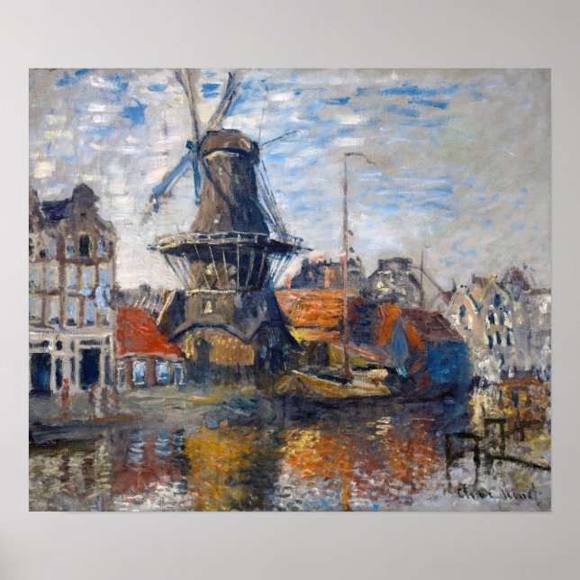 Póster Claude Monet - Molino de viento, Amsterdam (Frente)