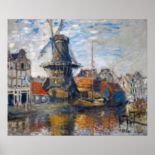 Póster Claude Monet - Molino de viento, Amsterdam